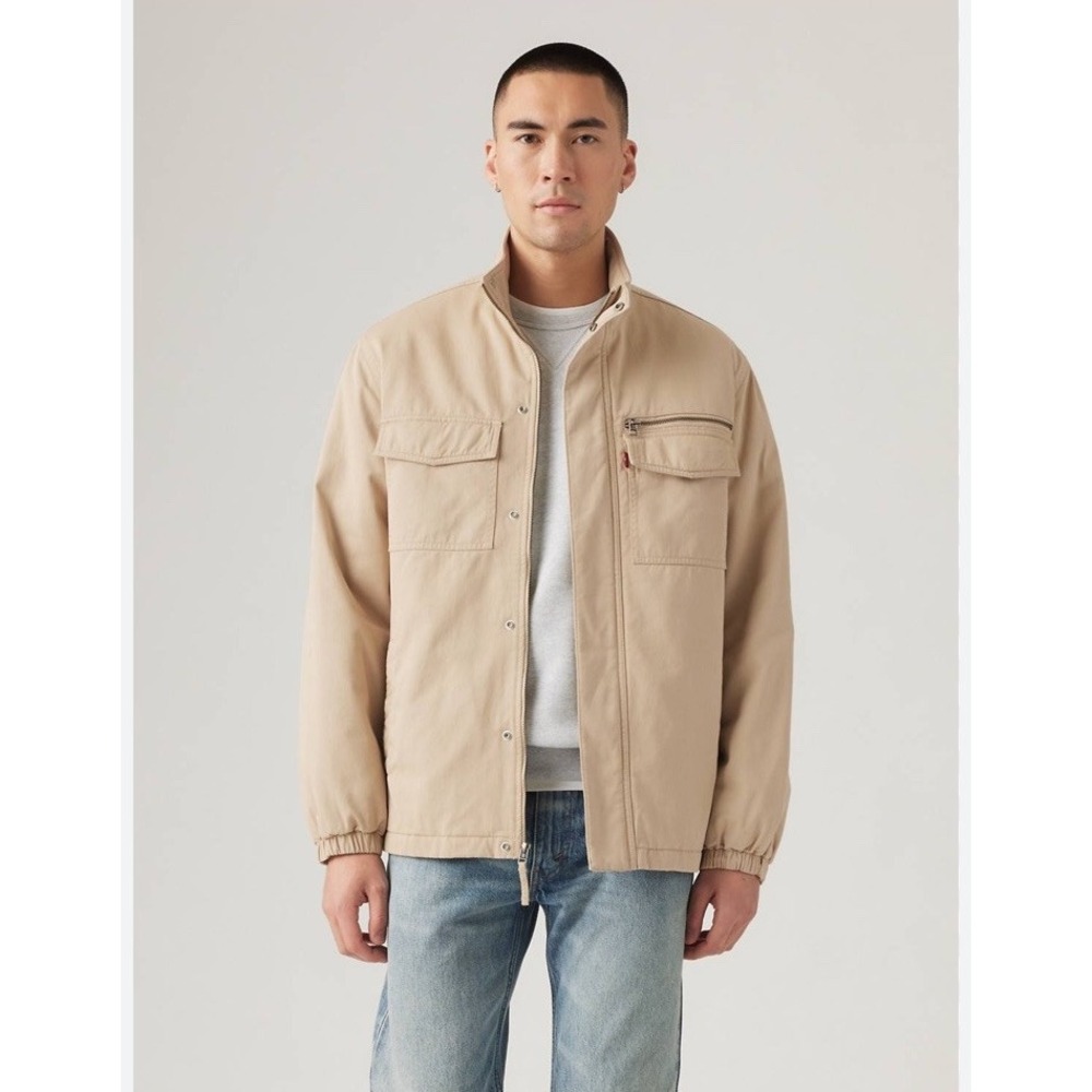 Levi's Men's Miramar Military‎ Jacket Tan Khaki Cotton Trucker Barn Coat S $108